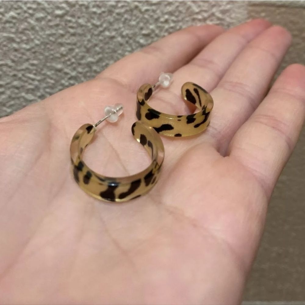 Small Leopard Print Hoops - Picture 3 of 6